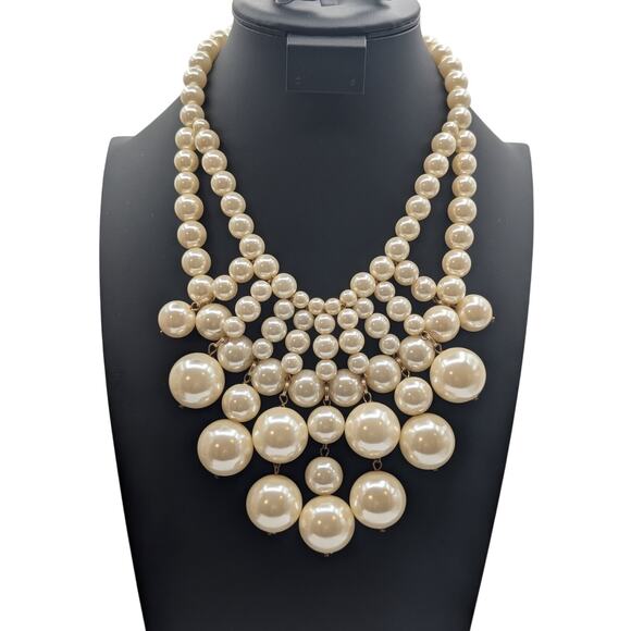 Huge Faux Pearl Statement 18"-21.5" Necklace - Picture 1 of 4